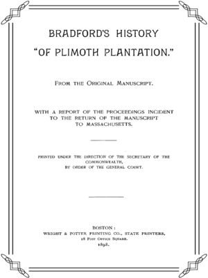 cover image of Bradford's History "Of Plimoth Plantation"